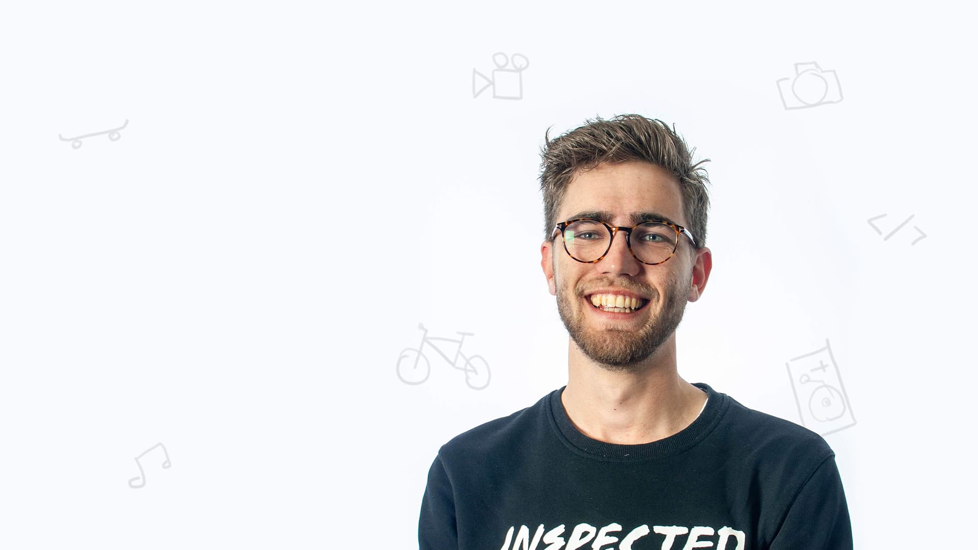 hero image showing nils with all his favourite hobbies